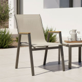 Fotel Azelie pakoworld shampanjë alumini dhe tekstil në nuancë gri të lehtë 56x75x88cm