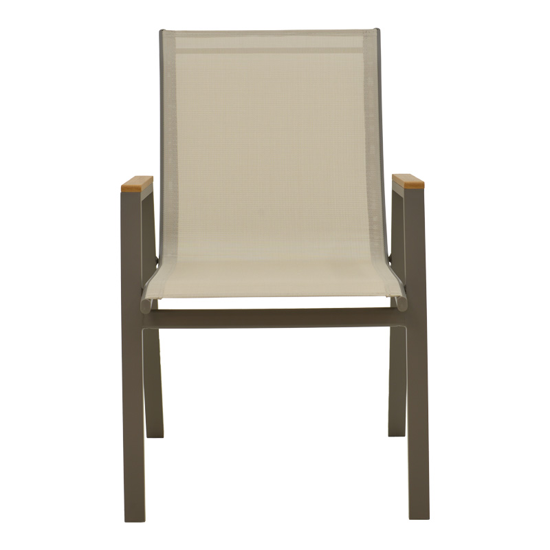 Fotel Azelie pakoworld shampanjë alumini dhe tekstil në nuancë gri të lehtë 56x75x88cm