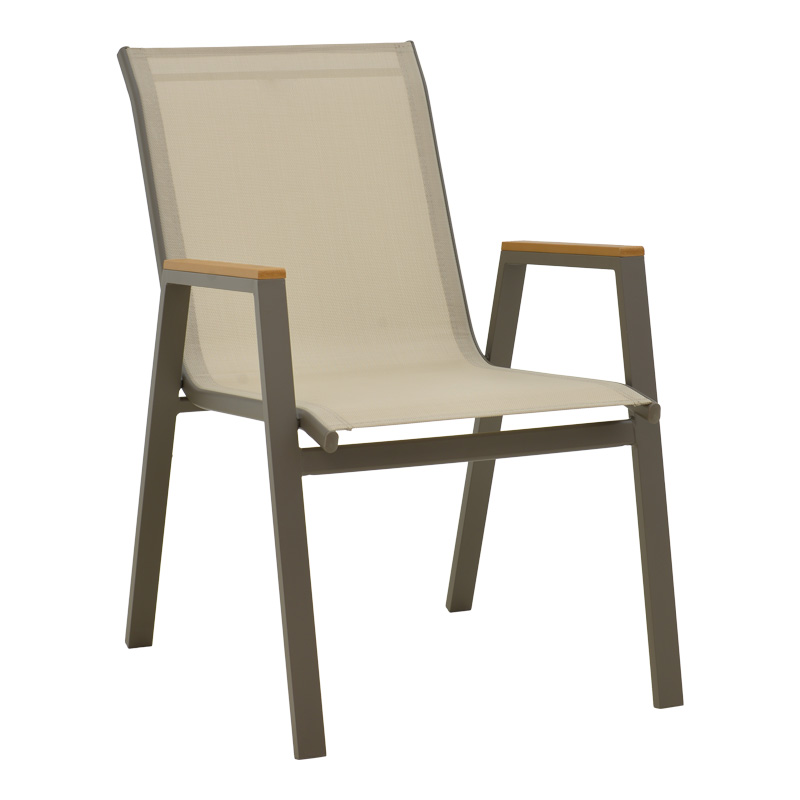 Fotel Azelie pakoworld shampanjë alumini dhe tekstil në nuancë gri të lehtë 56x75x88cm