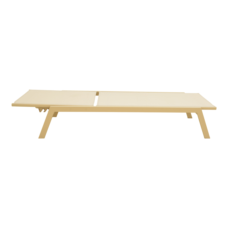 Shezlong alumini Boka pakoworld kapuçino-tekstilen në shampanjë 60x192x31cm