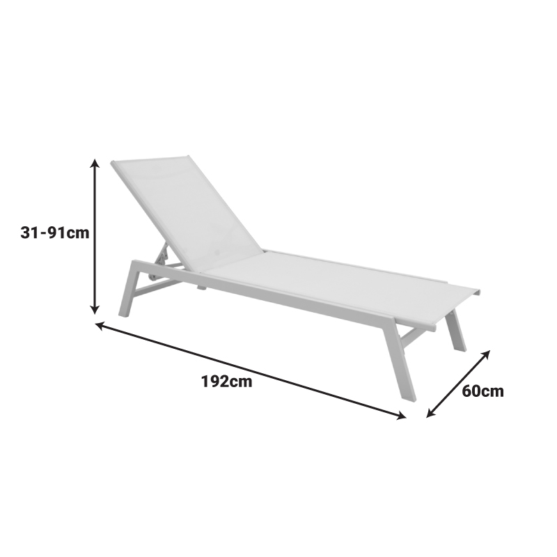 Shezlong alumini Boka pakoworld kapuçino-tekstilen në shampanjë 60x192x31cm