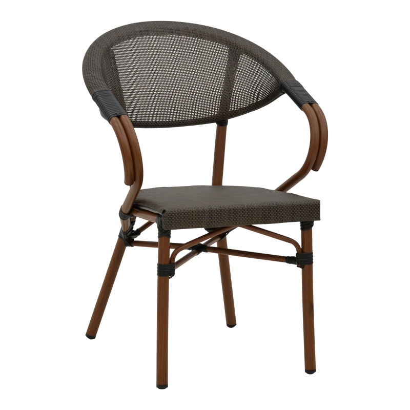 Fotel Isaia pakoworld alumin kafe e errët-tekstilen i zi 57x57x83cm