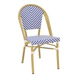 Karrige Uarmin pakoworld stivë alumini natyral-blu dhe rattan pe i bardhë 46x57x85cm