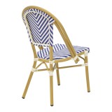 Karrige Uarmin pakoworld stivë alumini natyral-blu dhe rattan pe i bardhë 46x57x85cm