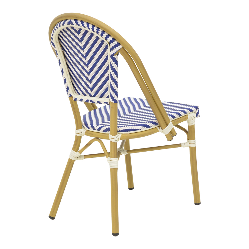 Karrige Uarmin pakoworld stivë alumini natyral-blu dhe rattan pe i bardhë 46x57x85cm