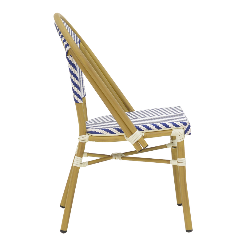 Karrige Uarmin pakoworld stivë alumini natyral-blu dhe rattan pe i bardhë 46x57x85cm