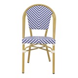 Karrige Uarmin pakoworld stivë alumini natyral-blu dhe rattan pe i bardhë 46x57x85cm