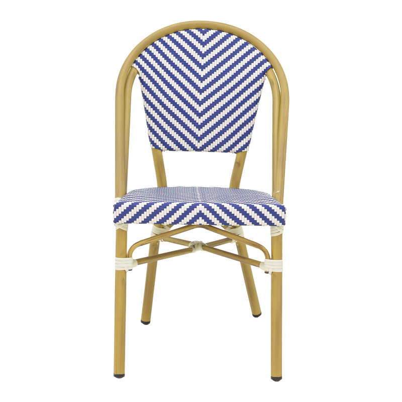 Karrige Uarmin pakoworld stivë alumini natyral-blu dhe rattan pe i bardhë 46x57x85cm