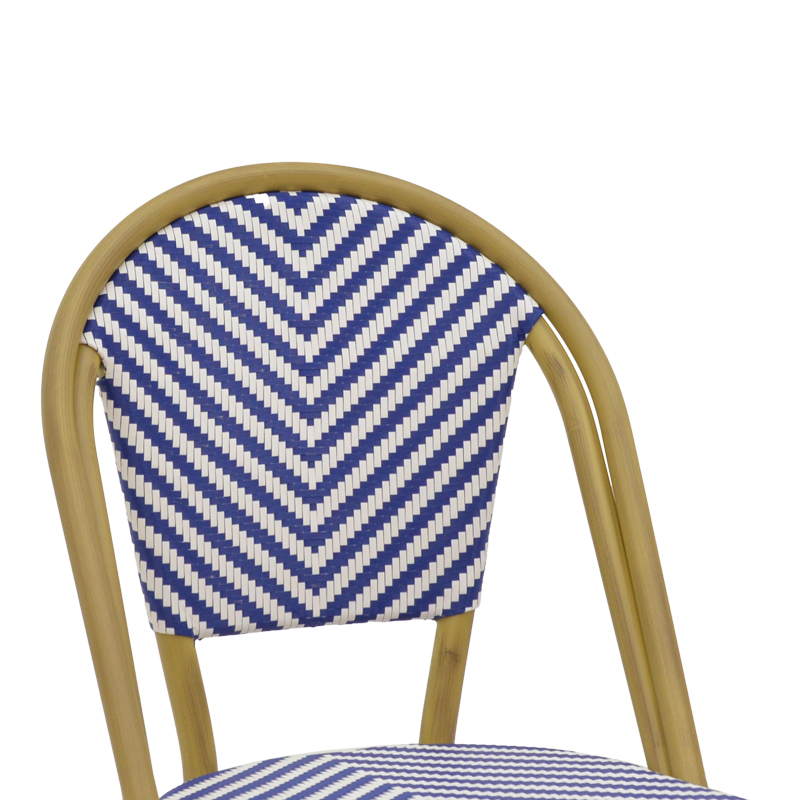 Karrige Uarmin pakoworld stivë alumini natyral-blu dhe rattan pe i bardhë 46x57x85cm