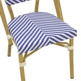 Karrige Uarmin pakoworld stivë alumini natyral-blu dhe rattan pe i bardhë 46x57x85cm