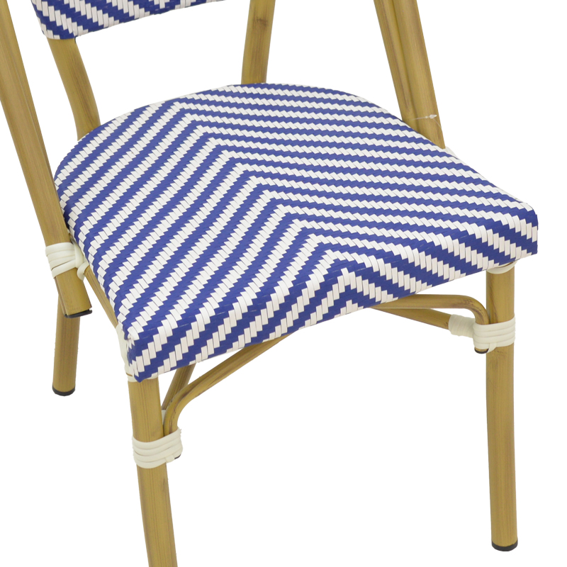 Karrige Uarmin pakoworld stivë alumini natyral-blu dhe rattan pe i bardhë 46x57x85cm