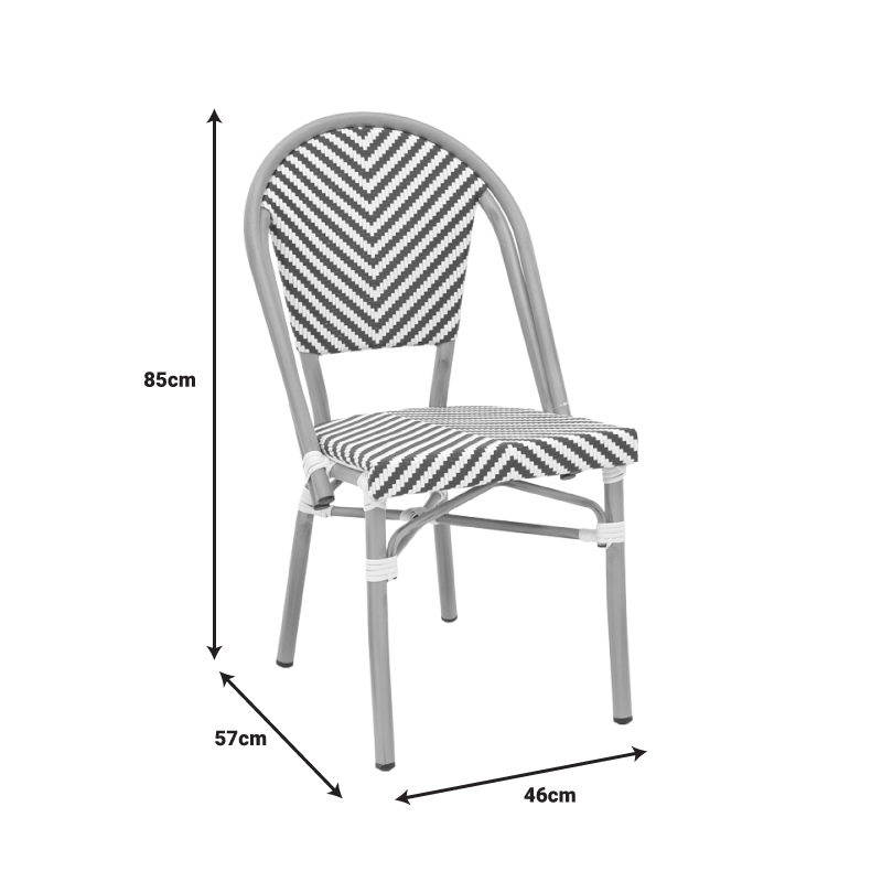 Karrige Uarmin pakoworld stivë alumini natyral-blu dhe rattan pe i bardhë 46x57x85cm