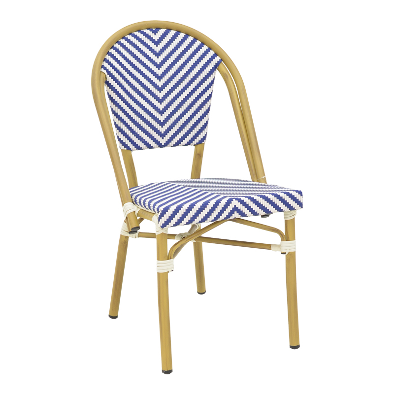 Karrige Uarmin pakoworld stivë alumini natyral-blu dhe rattan pe i bardhë 46x57x85cm