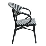 Fotel Isaia pakoworld i palosshëm alumini i zi-rattan PE i zi dhe i bardhë 57x57x83cm