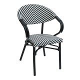 Fotel Isaia pakoworld i palosshëm alumini i zi-rattan PE i zi dhe i bardhë 57x57x83cm