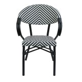 Fotel Isaia pakoworld i palosshëm alumini i zi-rattan PE i zi dhe i bardhë 57x57x83cm