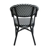 Fotel Isaia pakoworld i palosshëm alumini i zi-rattan PE i zi dhe i bardhë 57x57x83cm