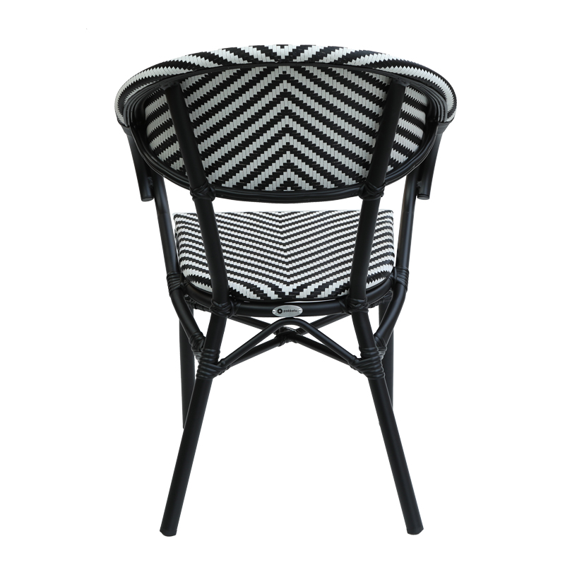 Fotel Isaia pakoworld i palosshëm alumini i zi-rattan PE i zi dhe i bardhë 57x57x83cm