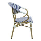 Fotel Isaia pakoworld i palosshëm alumini natyral-blu dhe rattan pe i bardhë 57x57x83cm