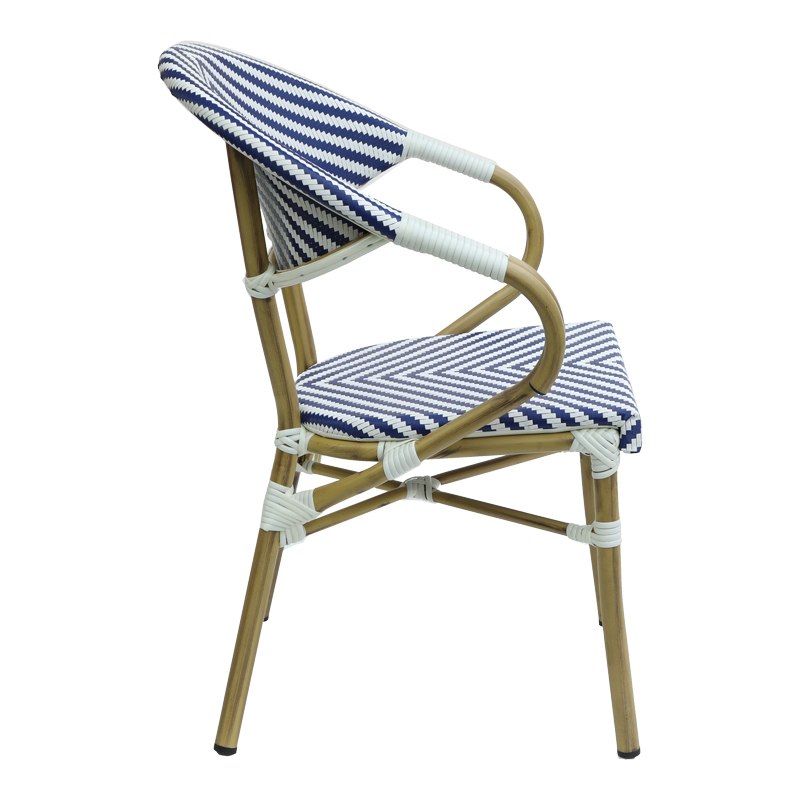 Fotel Isaia pakoworld i palosshëm alumini natyral-blu dhe rattan pe i bardhë 57x57x83cm