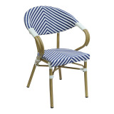 Fotel Isaia pakoworld i palosshëm alumini natyral-blu dhe rattan pe i bardhë 57x57x83cm