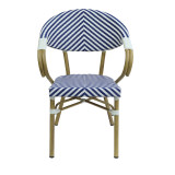 Fotel Isaia pakoworld i palosshëm alumini natyral-blu dhe rattan pe i bardhë 57x57x83cm