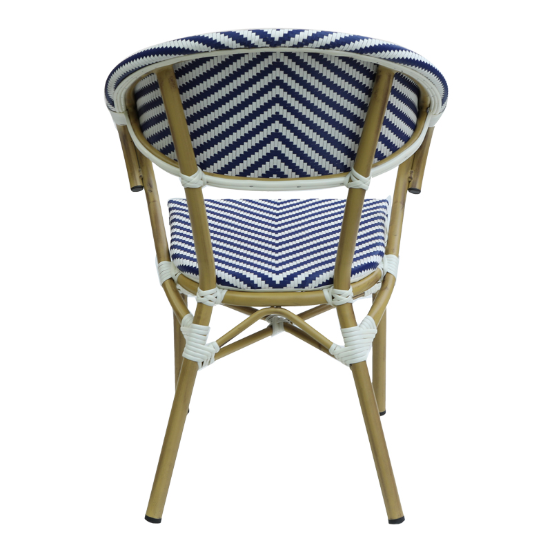 Fotel Isaia pakoworld i palosshëm alumini natyral-blu dhe rattan pe i bardhë 57x57x83cm