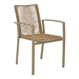 Fotel Jonian pakoworld i palosshëm alumini-tekstil në nuancë natyrale 57x63x83cm