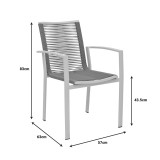 Fotel Jonian pakoworld i palosshëm alumini-tekstil në nuancë natyrale 57x63x83cm