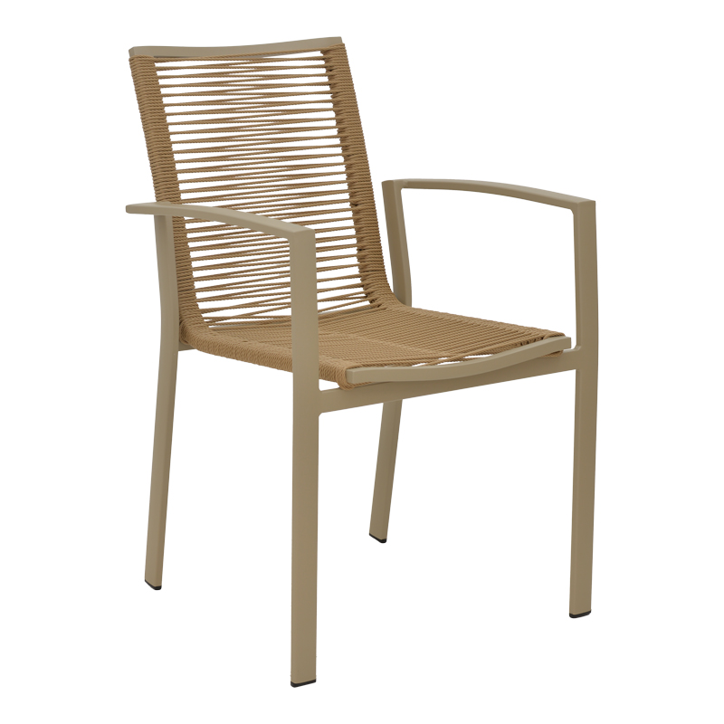 Fotel Jonian pakoworld i palosshëm alumini-tekstil në nuancë natyrale 57x63x83cm