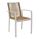 Fotel alumini Jonian pakoworld i palosshëm i bardhë-tekstil në nuancë natyrale 57x63x83cm
