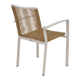 Fotel alumini Jonian pakoworld i palosshëm i bardhë-tekstil në nuancë natyrale 57x63x83cm