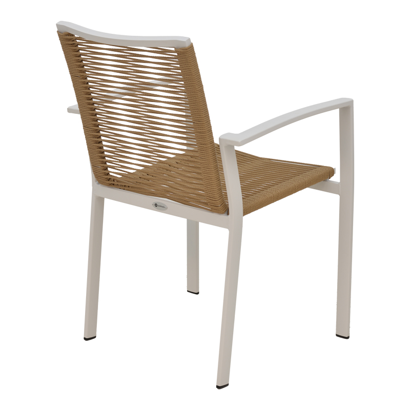 Fotel alumini Jonian pakoworld i palosshëm i bardhë-tekstil në nuancë natyrale 57x63x83cm