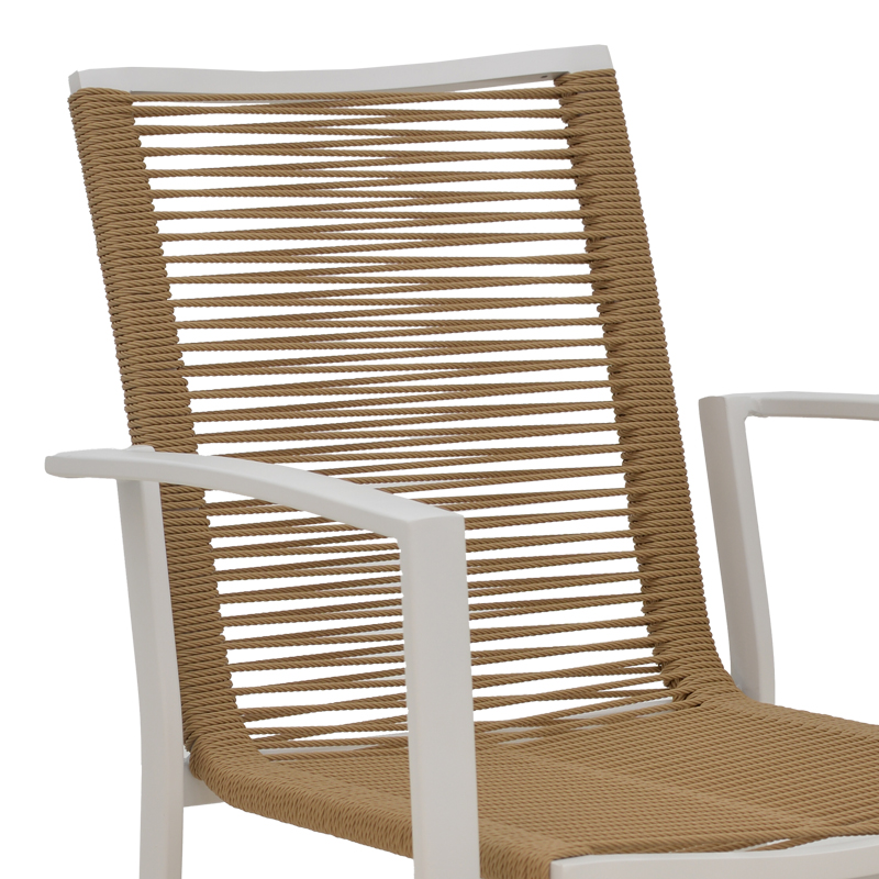 Fotel alumini Jonian pakoworld i palosshëm i bardhë-tekstil në nuancë natyrale 57x63x83cm
