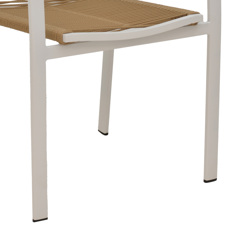 Fotel alumini Jonian pakoworld i palosshëm i bardhë-tekstil në nuancë natyrale 57x63x83cm
