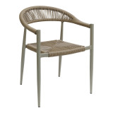 Fagen pakoworld karrige alumini e palosshme me ngjyrë shampanjë-rattan PE në nuancë natyrale 56x60x78cm