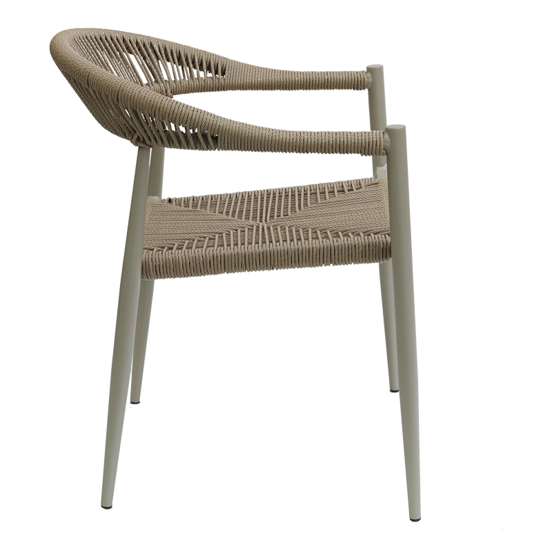 Fagen pakoworld karrige alumini e palosshme me ngjyrë shampanjë-rattan PE në nuancë natyrale 56x60x78cm