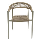 Fagen pakoworld karrige alumini e palosshme me ngjyrë shampanjë-rattan PE në nuancë natyrale 56x60x78cm