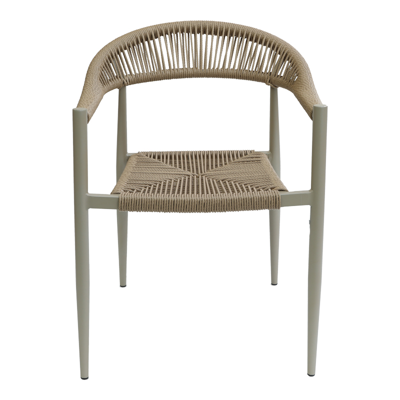 Fagen pakoworld karrige alumini e palosshme me ngjyrë shampanjë-rattan PE në nuancë natyrale 56x60x78cm