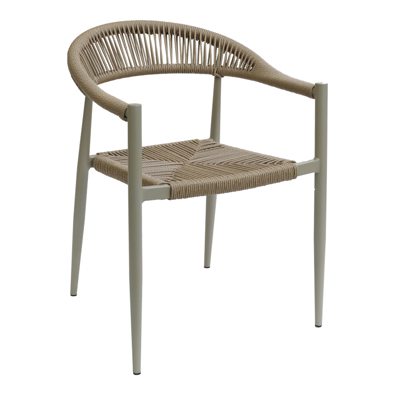Fagen pakoworld karrige alumini e palosshme me ngjyrë shampanjë-rattan PE në nuancë natyrale 56x60x78cm