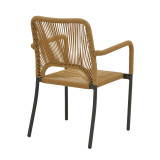 Fotel alumini Norture pakoworld i palosshëm kornizë antracit-rattan natyral 57x61x85cm