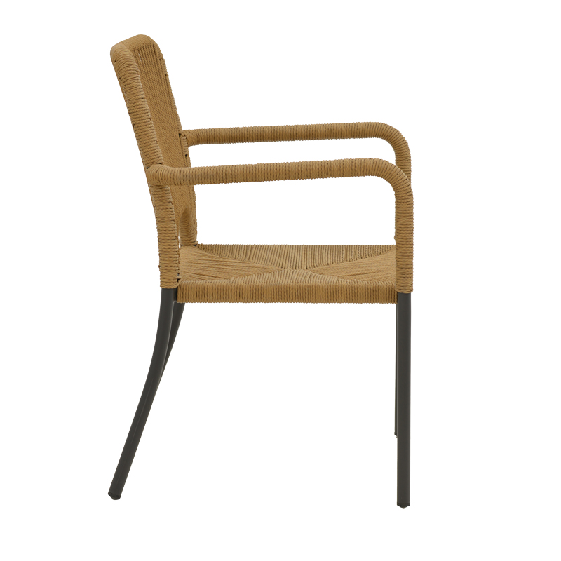 Fotel alumini Norture pakoworld i palosshëm kornizë antracit-rattan natyral 57x61x85cm