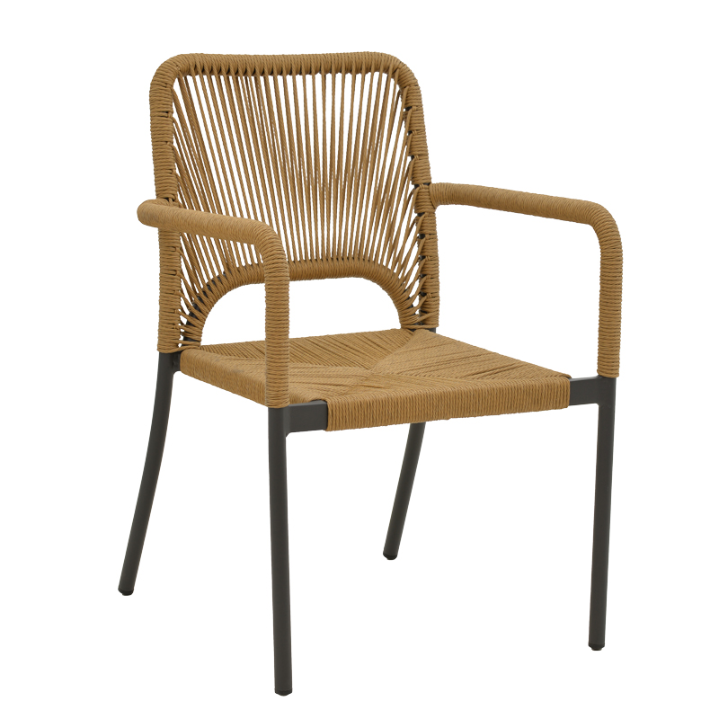Fotel alumini Norture pakoworld i palosshëm kornizë antracit-rattan natyral 57x61x85cm