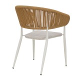 Karrige alumini Raven pakoworld e palosshme kornizë e bardhë-textilene natyral-rattan 57x62x78cm