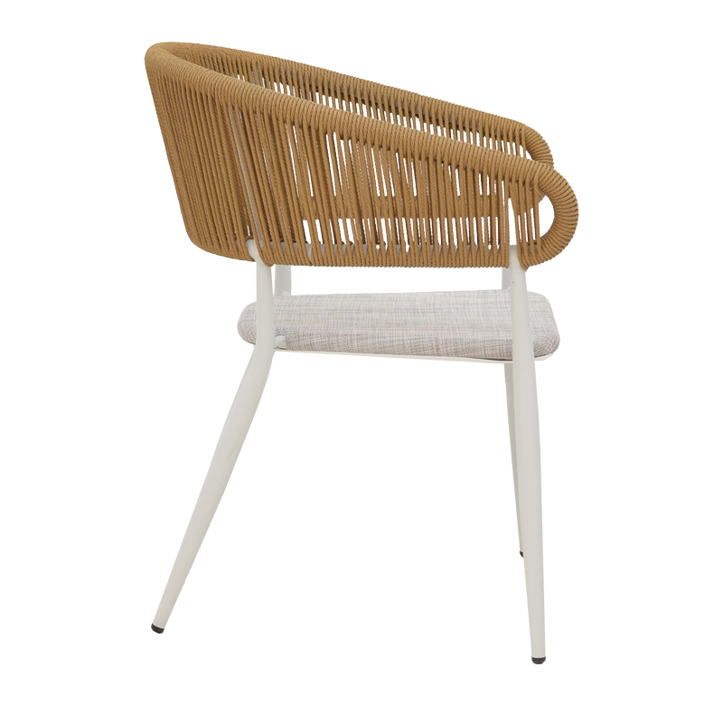Karrige alumini Raven pakoworld e palosshme kornizë e bardhë-textilene natyral-rattan 57x62x78cm