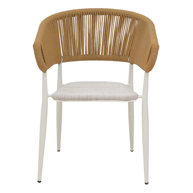Karrige alumini Raven pakoworld e palosshme kornizë e bardhë-textilene natyral-rattan 57x62x78cm