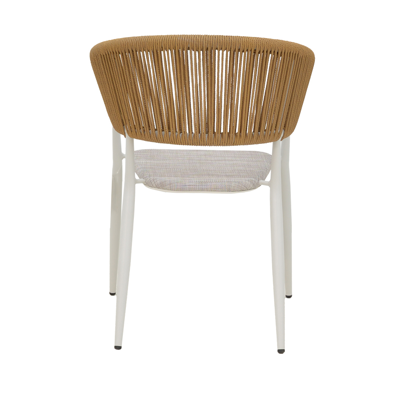 Karrige alumini Raven pakoworld e palosshme kornizë e bardhë-textilene natyral-rattan 57x62x78cm