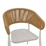 Karrige alumini Raven pakoworld e palosshme kornizë e bardhë-textilene natyral-rattan 57x62x78cm