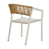 Fotel alumini Glisten pakoworld i palosshëm kornizë e bardhë-tekstil rattan natyral 56x62x77cm