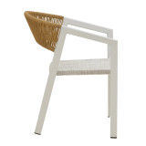 Fotel alumini Glisten pakoworld i palosshëm kornizë e bardhë-tekstil rattan natyral 56x62x77cm